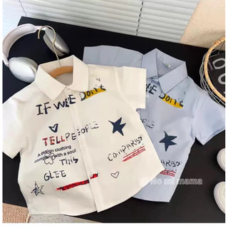 เสื้อเชิ้ตเด็ก แขนสั้น ผ้าอ้อกฟอร์ม พร้อมส่งในไทย เสื้อเด็กผู้ชาย