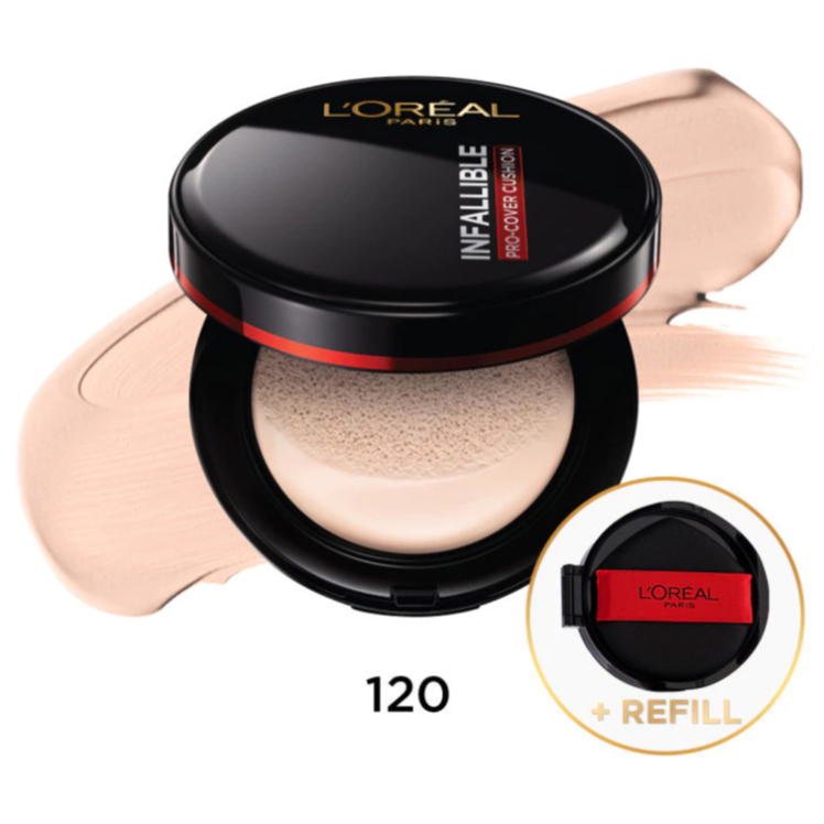 14g+รีฟิล L'Oreal Makeup ลอรีอัล ปารีส อินฟอลลิเบิล โปร-คัฟเวอร์ คุชชั่น 14ก+รีฟิล