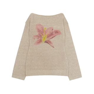 Lily Flower & Swan Knitted Sweater เสื้อไหมพรม