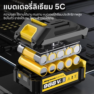 Maybuck เครื่องตัดหญ้าไร้สาย มอเตอร์ไร้ถ่าน แบตลิเธียม แสดงระดับแบตชัดเจน! ใช้สวนบ้าน งานสวนใหญ่