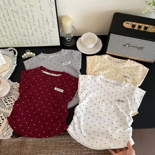 พร้อมส่ง 🇹🇭 เสื้อยืดเด็กผู้หญิง ลายจุด เนื้อผ้าใส่สบาย