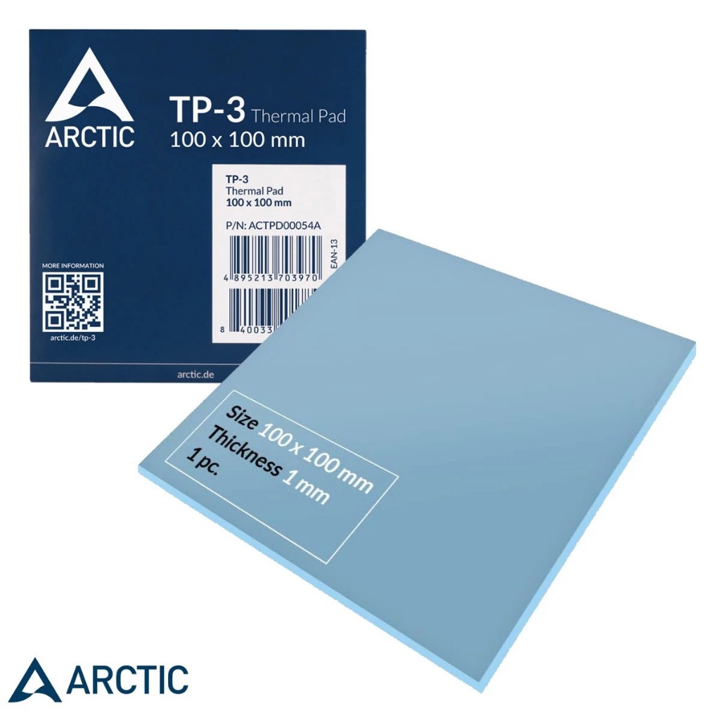 ขนาดใหม่ ARCTIC Thermal Pad TP-3 100 x 100 x 1.0 mm (Pack of 1) #ซิลิโคนแผ่น thermalpad