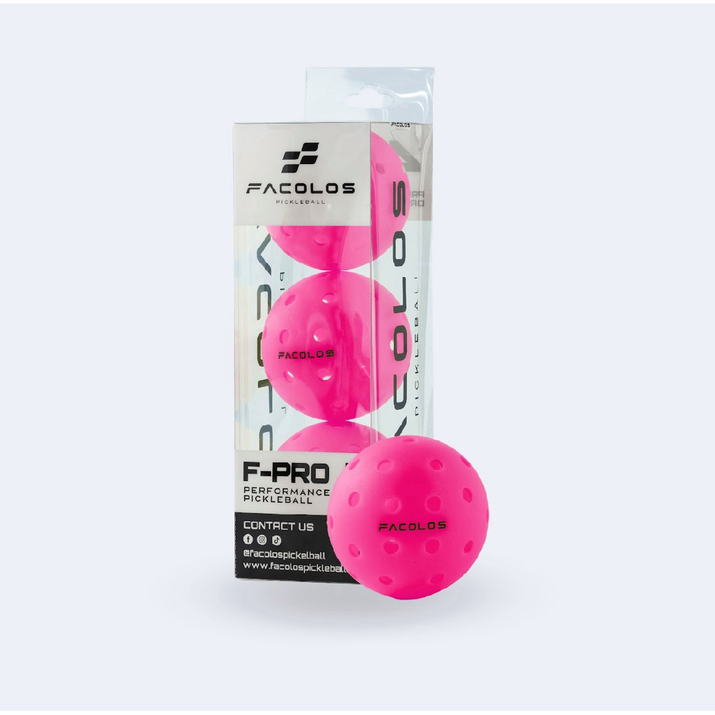 ลูกพิคเคิลบอลFACOLOS  F-Pro (แพ็ค 3 ลูก) Pink | ลูกบอลสำหรับกีฬา Pickleball มาตร byฐาน USA Pickleball พร้อมส่งจากไทย🇹🇭