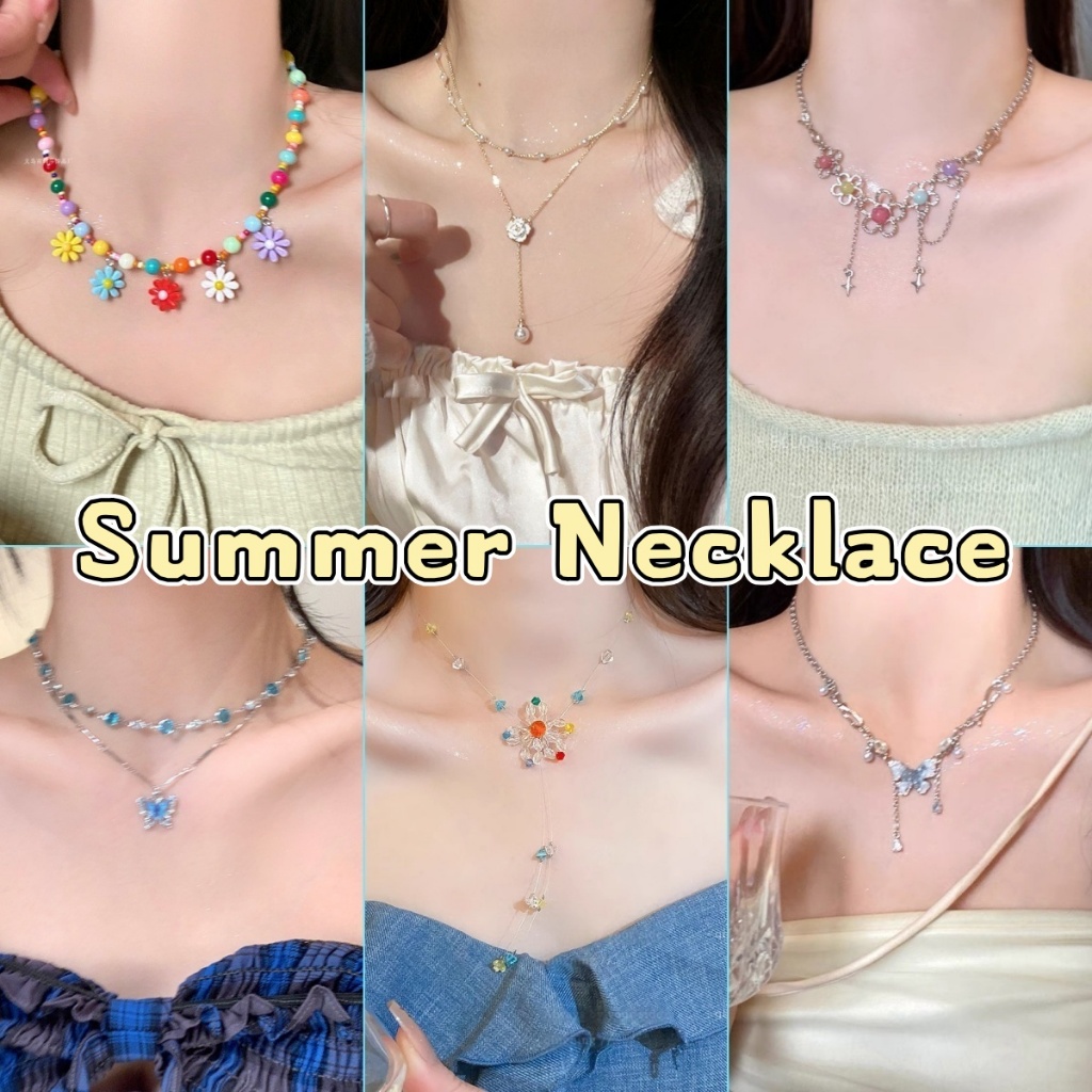 สร้อยคอ  ฤดูร้อน โดปามีน อุปกรณ์ชายหาด  ดอกไม้ จี้ผีเสื้อ  แฟชั่นหลากหลายสไตล์   ส่งไวจากไทย