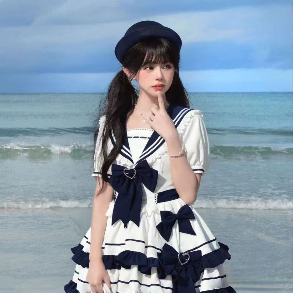 Yuki Academy ชุดกะลาสีเรือ สไตล์ใหม่ปี 2025 เค้ก โลลิต้า กระโปรงโลลิต้า การ์ดแคปเตอร์ ชุดคอสเพลย์ ชุดเดรส
