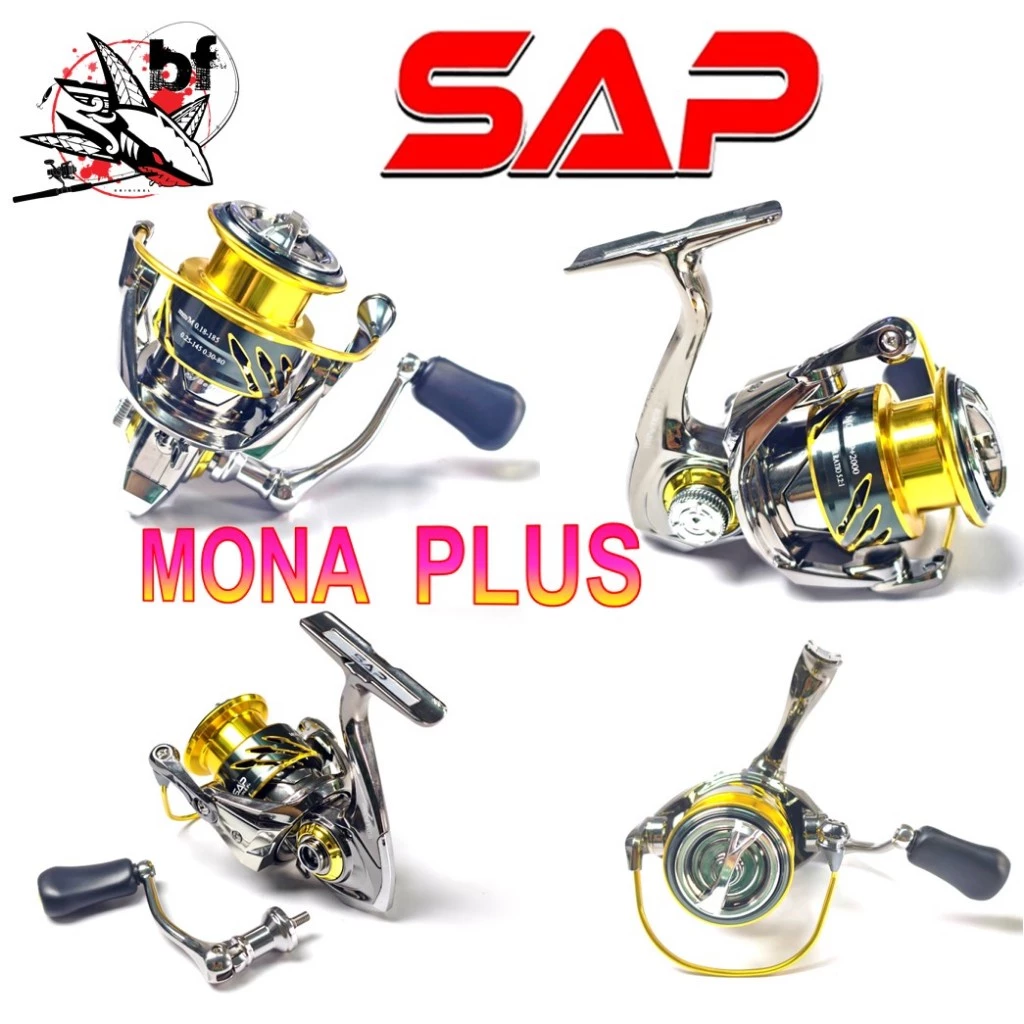 รอกสปินนิ่ง SAP รุ่น MONA PLUS ลูกปืน 7+1 🟡 อัตราทด 5:2:1 แขนหมุนเกลียว มีซีลกันน้ำ 4 จุด