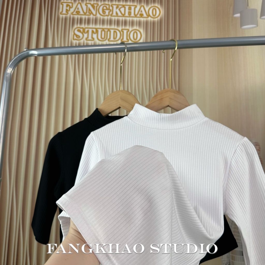 TS002 เสื้อยืดคอปีน แขน3ส่วน ผ้าร่อง ทรงสลิมฟิต เข้ารูป รัดรูป ใส่เพื่อเน้นรูปร่าง อวดหุ่นให้ดูเพียว - รูปที่ 5