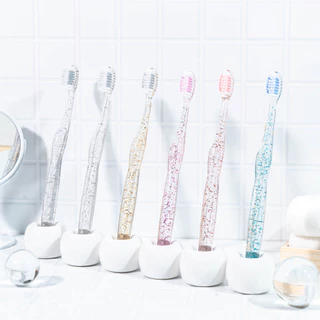 Dr.RAY Glitter Shine แปรงแพ็กคู่ ด้ามใสกลิสเตอร์ ขนนุ่มกำลังดี บิดกลียวด้านข้าง No.D193