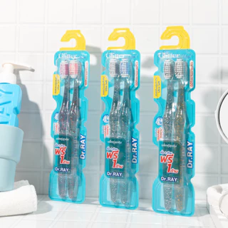 Dr.RAY Glitter Shine แปรงแพ็กคู่ ด้ามใสกลิสเตอร์ ขนนุ่มกำลังดี บิดกลียวด้านข้าง No.D193