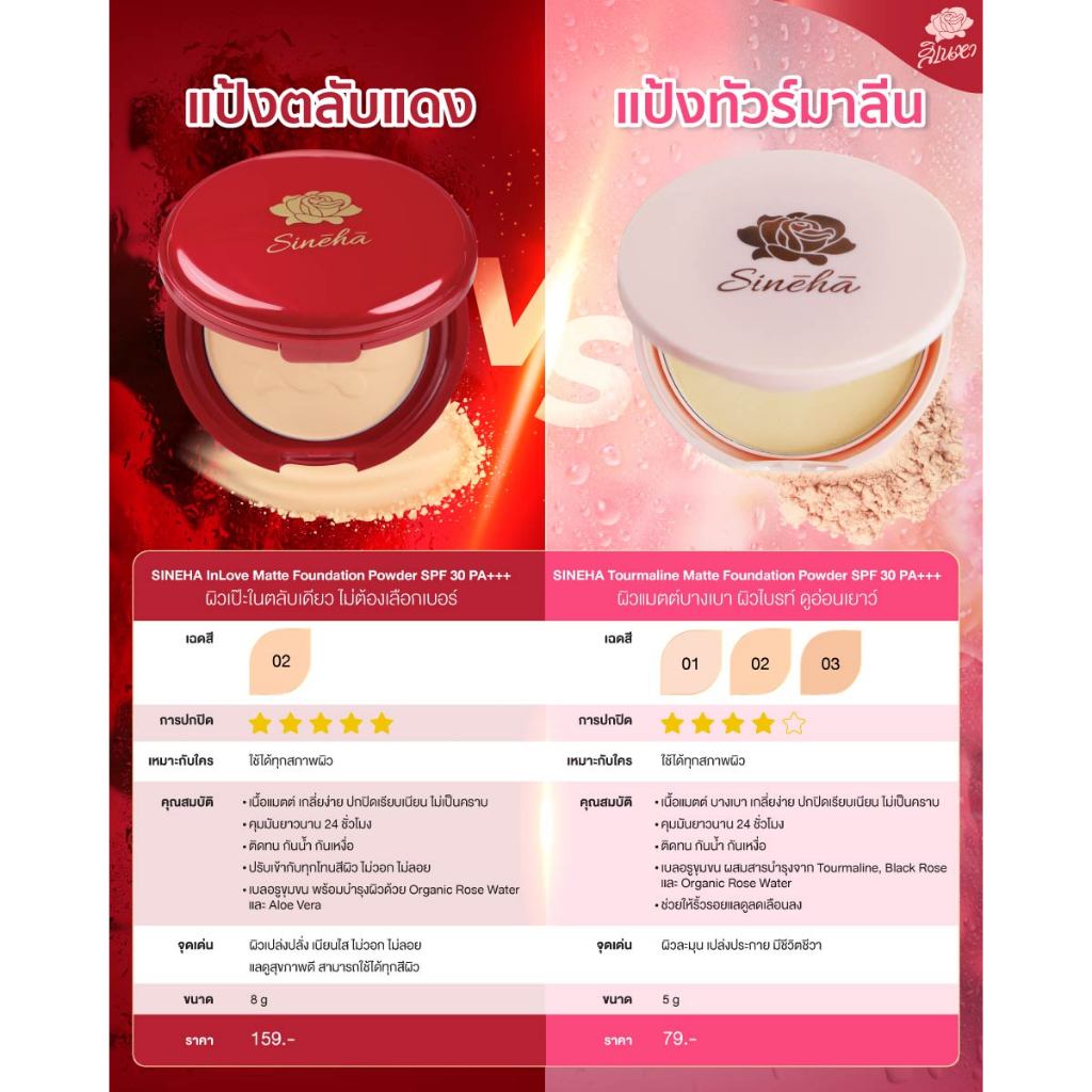 Sineha Tourmaline Matte Foundation Powder SPF30 PA+++ 5 รูปที่ 7