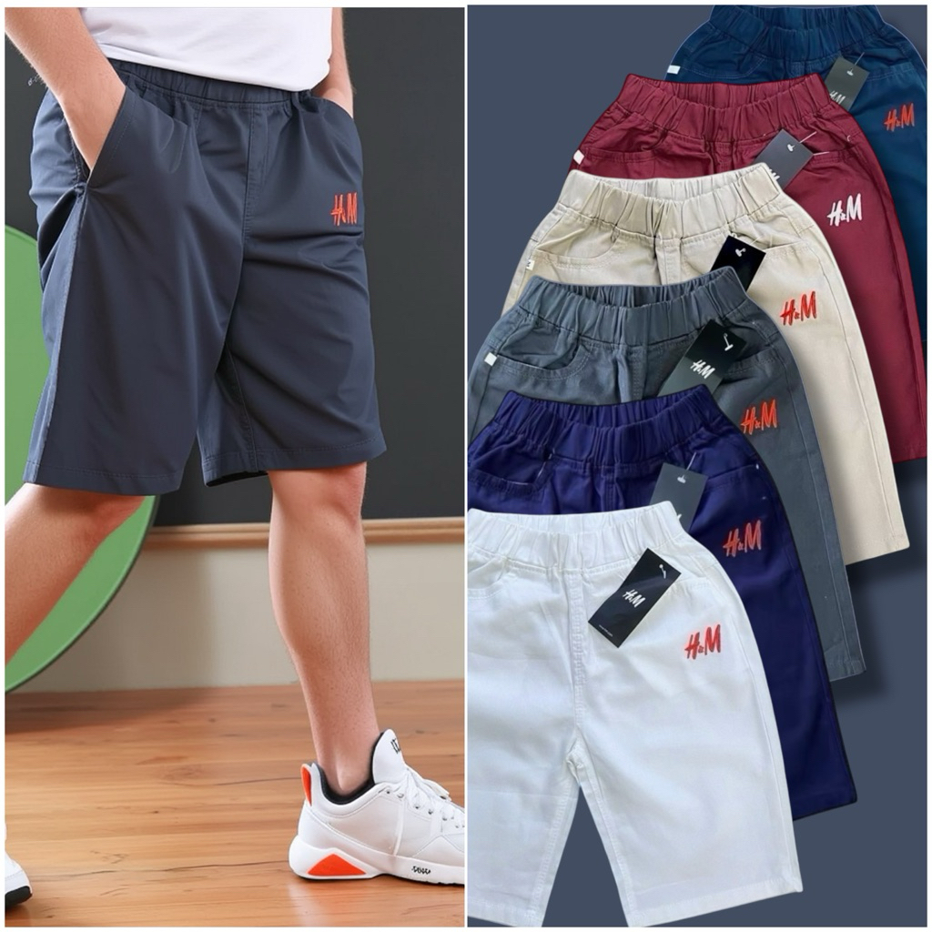 กางเกงขาสั้นปักHMเด็กโต8-15ปีผ้าดีใส่สบาย