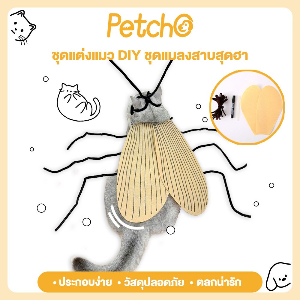 Petcho ชุดแมลงสาบน้องแมว น้องหมา สุดฮิต สไตล์เดียวกันตลกแมวแมลงสาบเสื้อผ้า DIY ว