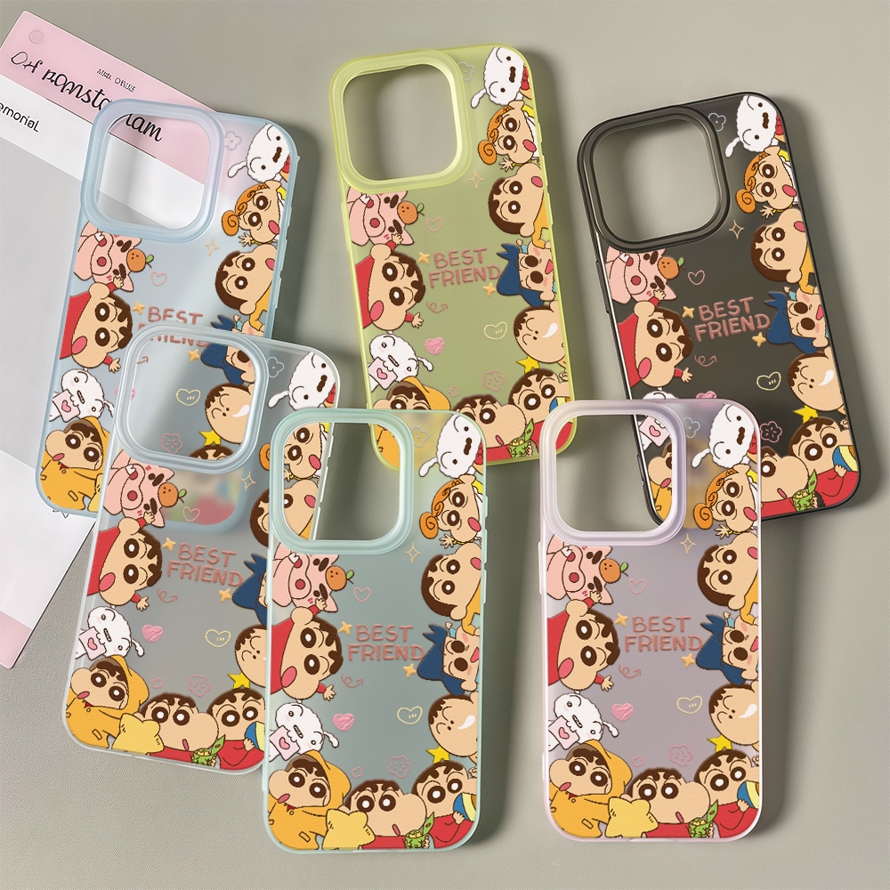 COD-ในไทย เคสคู่รัก เครยอนชินจังน่ารัก ตบโต๊ะและลุกขึ้นยืน สําหรับiPhone7 8 X 11 12 13 14 15TPUซิลิโคนเปลือกเบาะลมคู่รัก