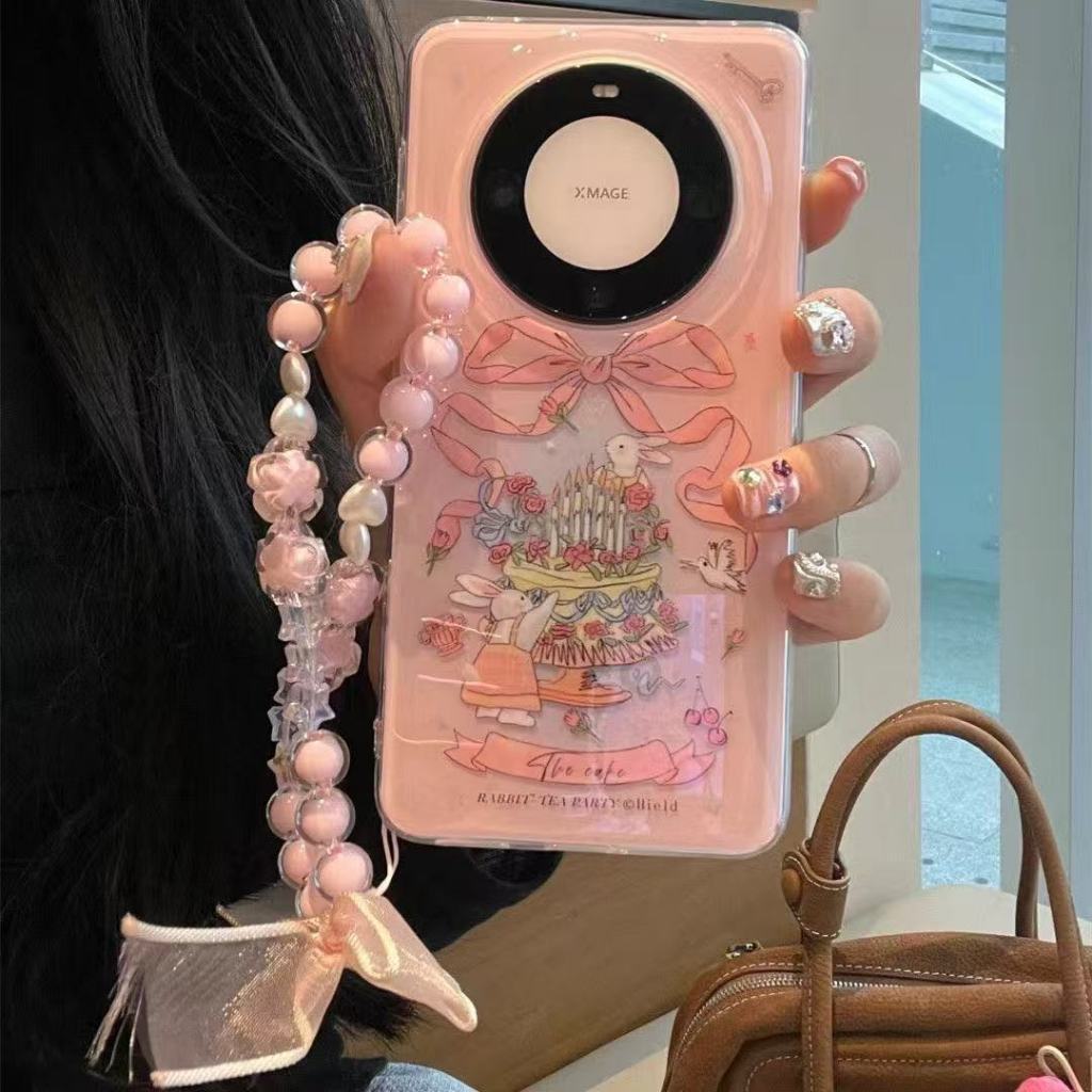 สายคล้องโทรศัพท์ ห่วงโซ่โทรศัพท์มือถือลูกปัด ดอกไม้ลูกปัดโซ่ใสขนมกรณีหูฟังกระเป๋าจี้