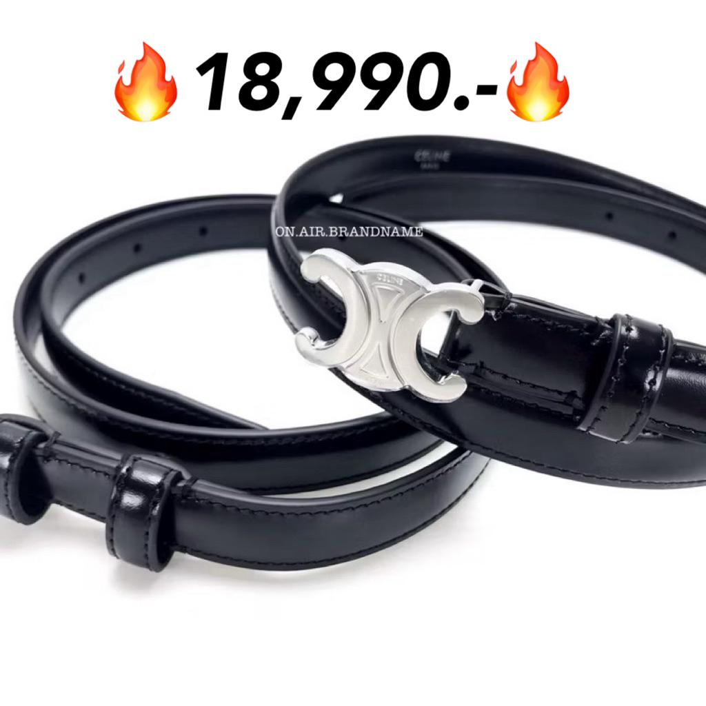 New celine small triomphe belt 1.8 cm. สีเงิน เข็มขัด รุ่นฮิต