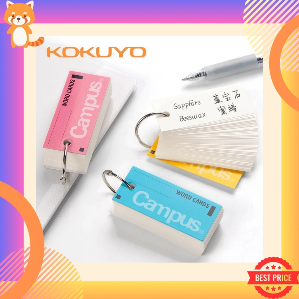 Campus Word Cards สมุดจดศัพท์ การ์ดคำศัพท์ แบบพกพา สินค้านำเข้าจากญี่ปุ่น มี 3 สี สีพาสเทล ใช้งานสะดวก สมุดศัพท์