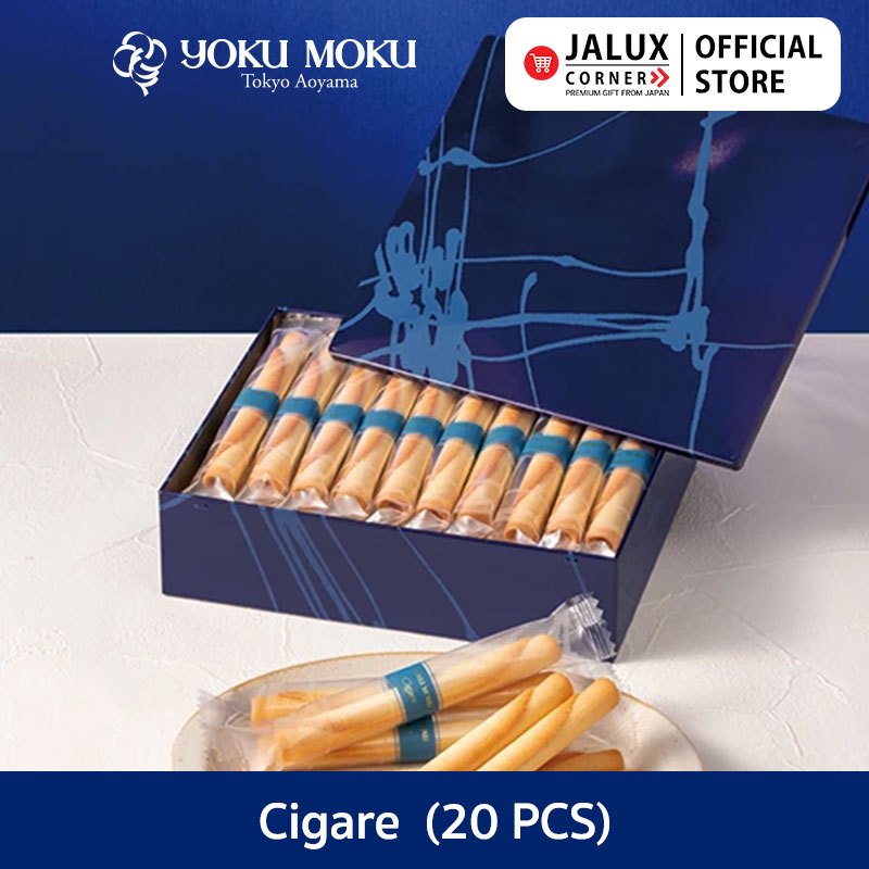 JALUX CORNER YOKU MOKU Cigare ขนมคุกกี้เนยม้วนซิการ์ กล่องเหล็ก 20 ชิ้น