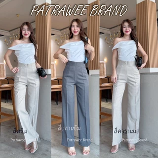 P42 กางเกงขายาว กางเกงขากระบอกกลางเอวสูง ซิปข้าง ใส่ทำงาน ใส่เที่ยว สวยแน่นอน