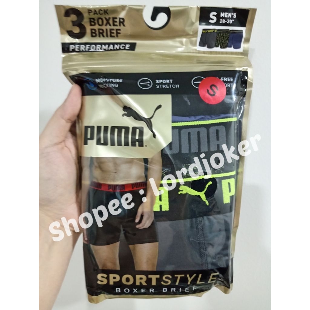 กางเกงใน Puma ของแท้ USA พร้อมส่ง Puma Performance Sport Style Boxer Brief pack 3 ตัว size S กางเกงช