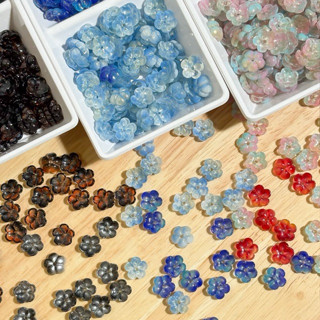 (พร้อมส่งจากไทย)ลูกปัดดอกไม้แก้ว ดอกพลัม (10ชิ้น) 10-12มิล ด…