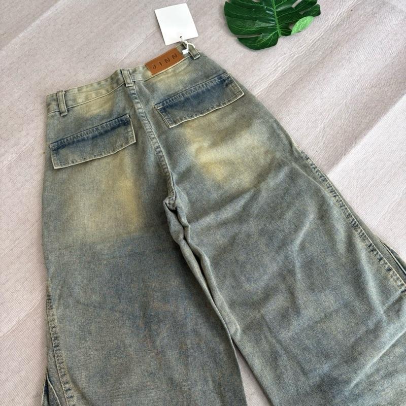 (XS-6XL) jinjeans กางเกงยีนส์ทรงกระบอกใหญ่  baggy jeans เอวสูง กางเกงยีนส์คาร์โก้ cargo pants ราคา ถูกที่สุด ดีลบีเคเค แกลเลอรีภาพที่ 8