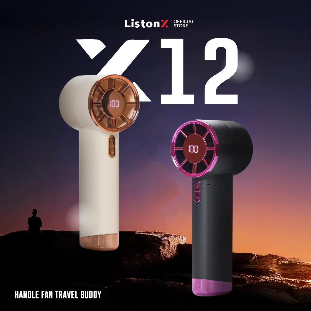 ListonX X12 พัดลมพกพาแรงสูง | Portable Rechargeable Handheld Mini Fan with LED Display | คู่หูที่ดีท