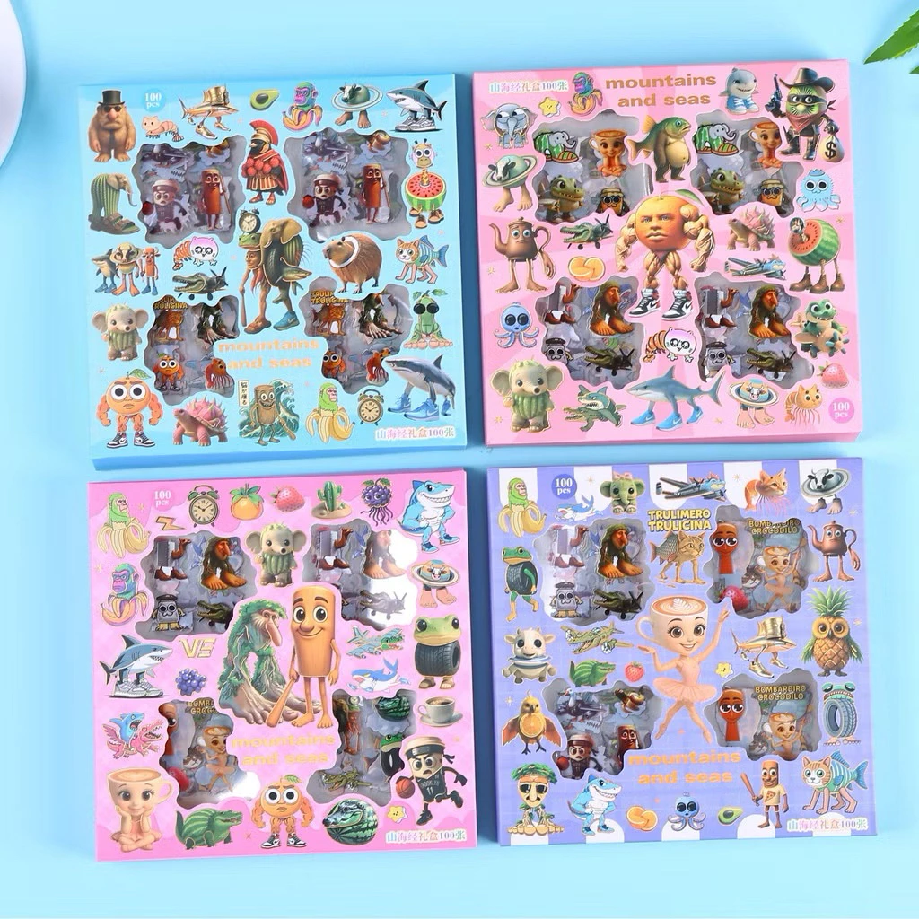 สติกเกอร์ การ์ตูน ทุง ทุงแบบกล่องกล่องละ100 แผ่น คละลาย