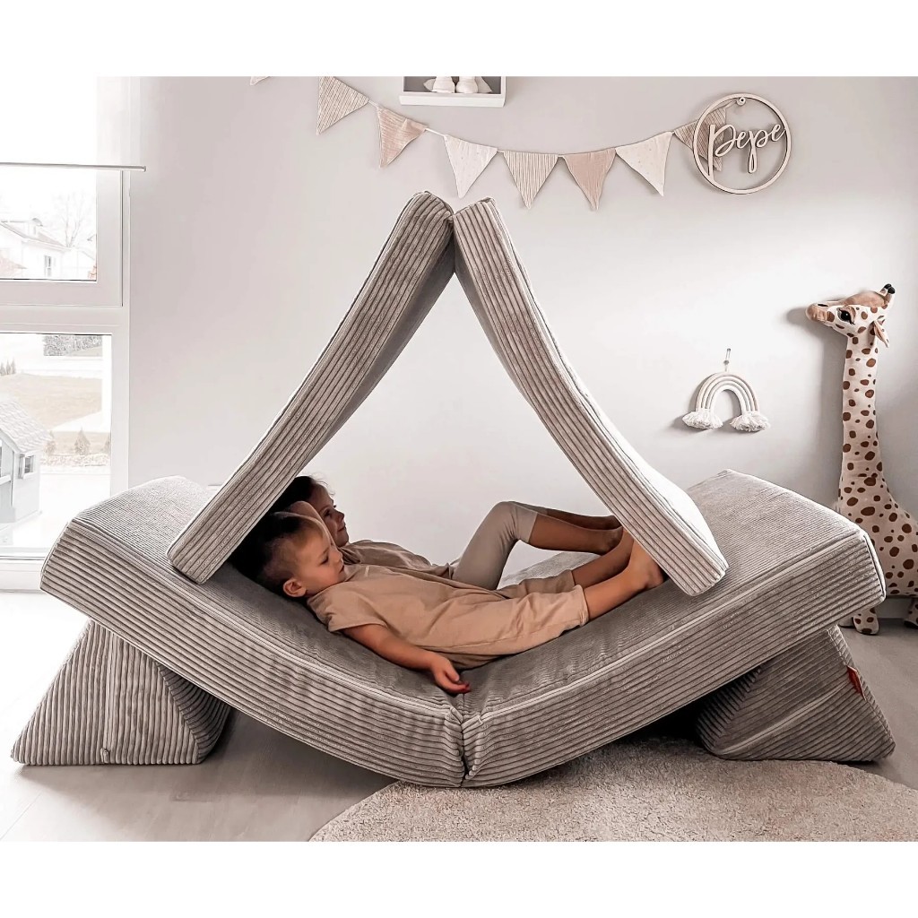 Funzy Play Sofa Corduroy ลูกฟูก: โซฟาปรับเปลี่ยนรูปแบบได้ เบาะนอน ของเล่น ปราสาทเจ้าหญิง ถ้ำสไลเดอร์