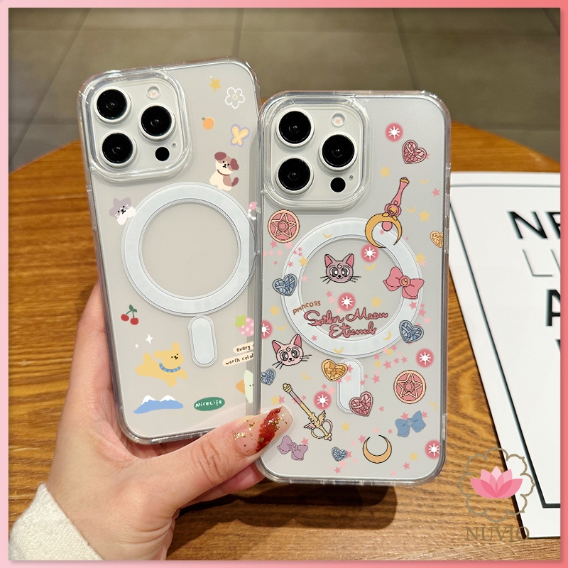 แม่เหล็ก เคสใสกันกระแทก เคสสําหรับไอโฟน 17 ลูกแมว เคสชาร์ได้ สำหรับ ใช้กับ IPhone 16 11 Pro MAX 13 15 7Plus 14 12 xsmax