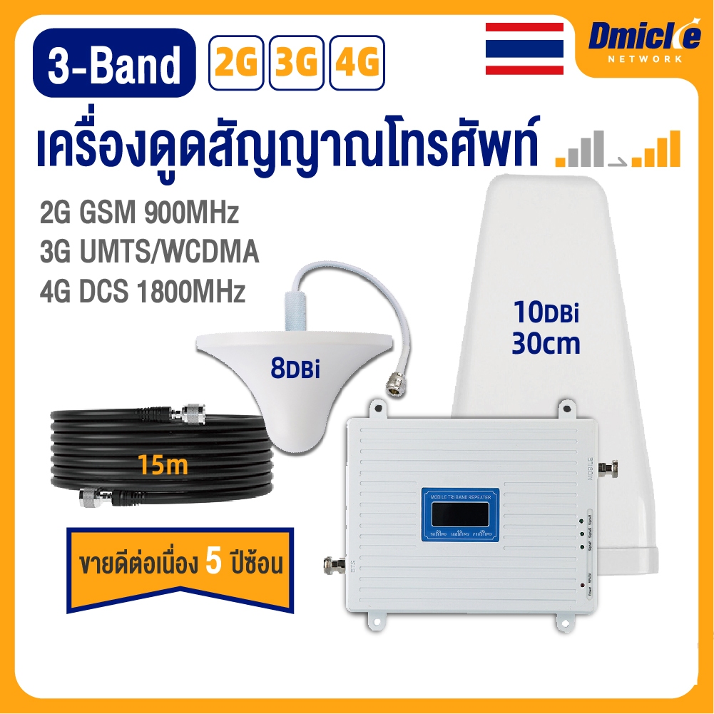 เครื่องดูดสัญญาณโทรศัพท์ 2G+3G+4G Repeater Cell Phone Signal Booster ขายดีต่อเนื่อง 5 ปีซ้อน ใช้ได้ก