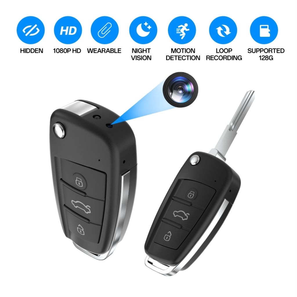 กุญแจรีโมทกล้องวงจรปิด กล้องไร้สาย DIY บันทึกVDO Car key camera mini camera wifi ชัด4K