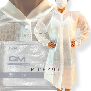 ชุดกระดุมgm เสื้อกันเปื้อน ชุดปฏิบัติงาน กันเปื้อน แบบใช้แล้…