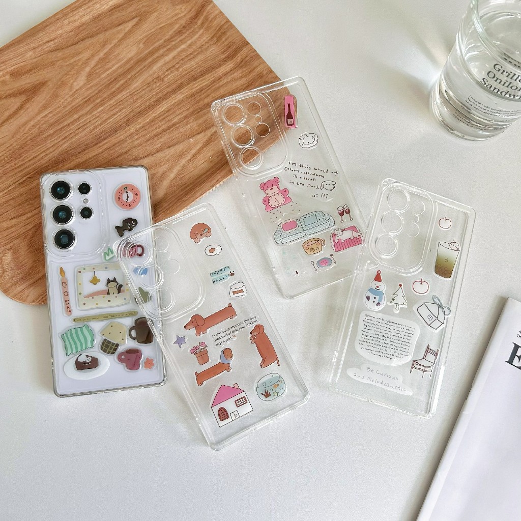 เคส s24ultra  ใสDIY  เคสใสเเถมสติกเกอร์นูน 3D รุ่น samsung s25ultra a55 a56 a06 A3X A79 A3PRO RENO13