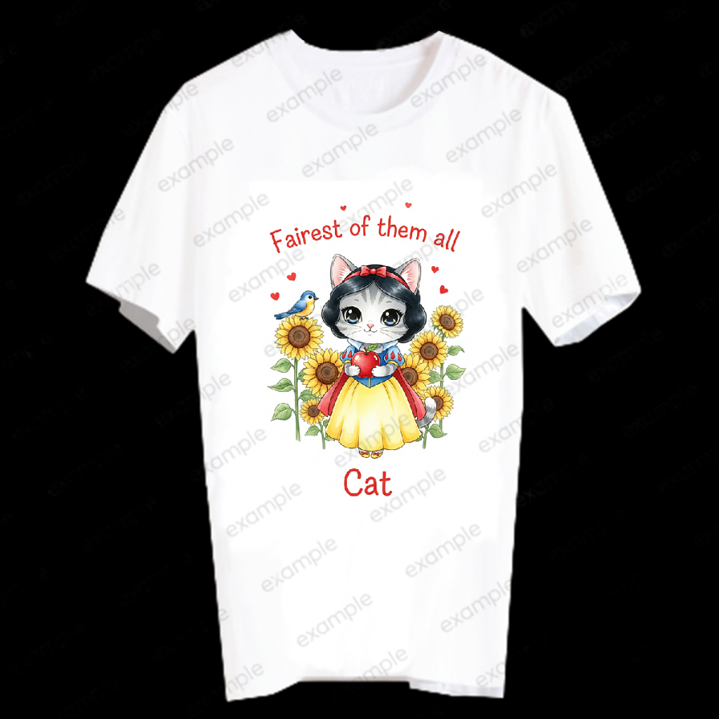 เสื้อยืดลายการ์ตูน เสื้อแฟชั่น ลายแมวน่ารัก Cat Snow White T-Shirt Unisex SNWFTA116