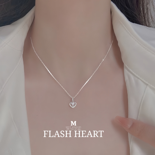 MEET💕สร้อยคอเงินแท้ Flash Heart สร้อยเงิน สร้อยคอเงิน Silver925 สร้อยคอแฟชั่น สร