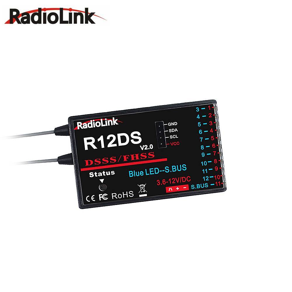 Radiolink 2.4GHz R12DS 12 ช่อง RC Receiver For AT9/AT9S/AT9S Pro/AT10/AT10II รีโมทคอนโทรล