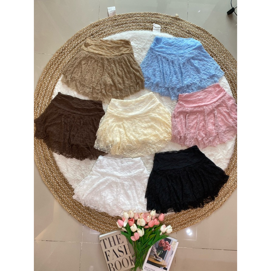 mnv_shop  กระโปรงลูกไม้นิ่มมาใหม่นะคะ  ซับในเป็นกางเกง