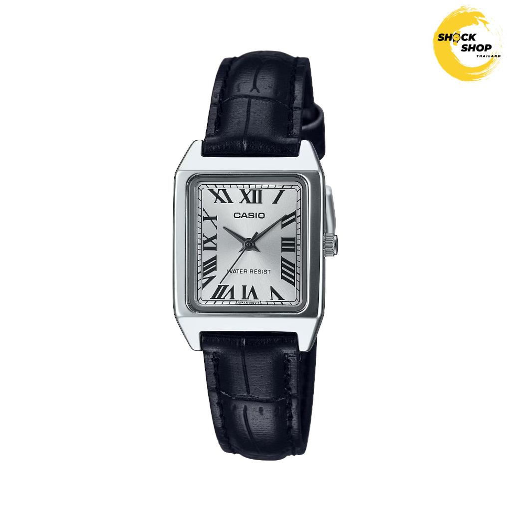 CASIO นาฬิกาผู้หญิง รุ่น LTP-V007L-7B1 สายหนัง สีดำ กันน้ำ คาสิโอ