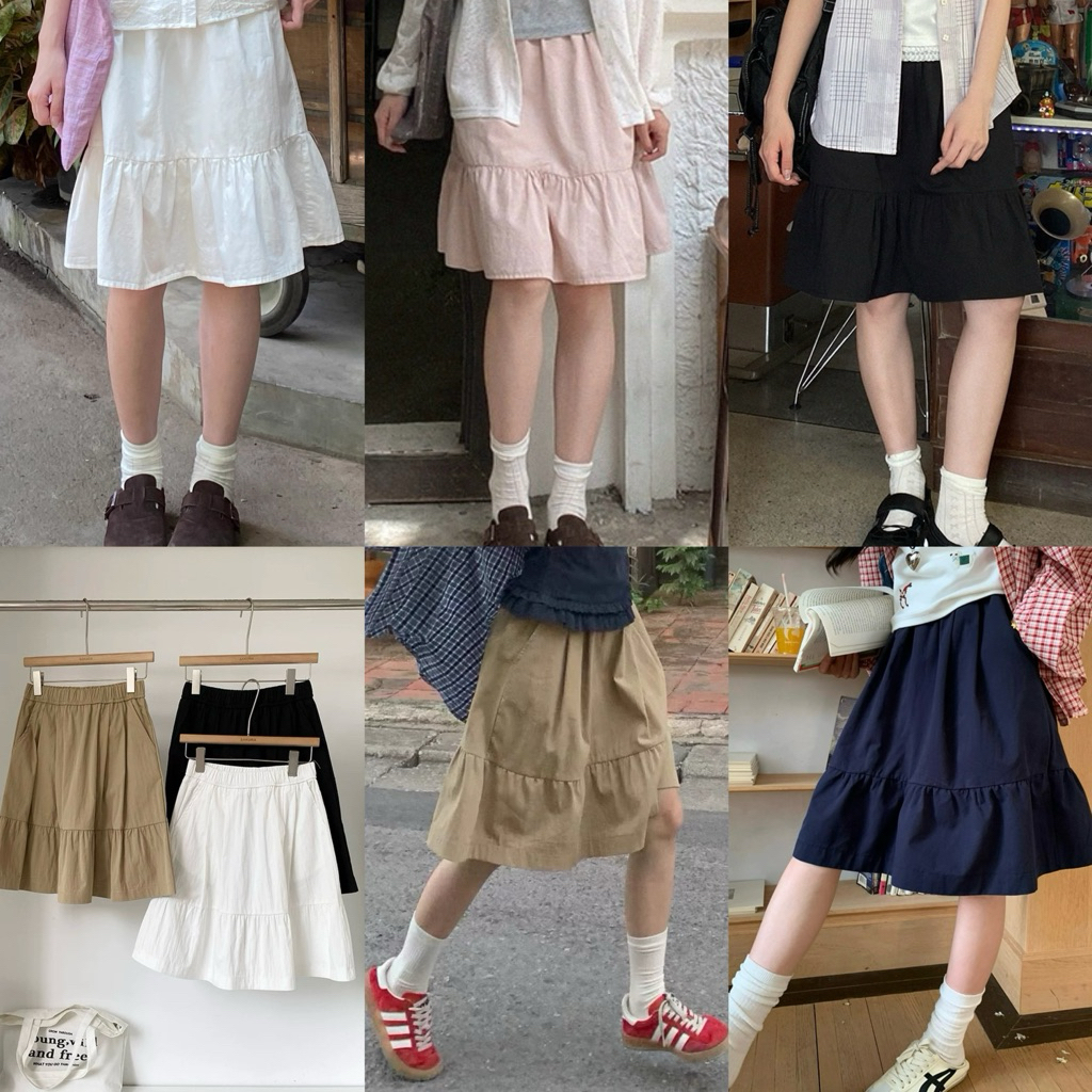 Somedays l🇰🇷Jelly Skirts กระโปรงเอวสม็อคทั้งตัว มีกระเป๋าข้าง