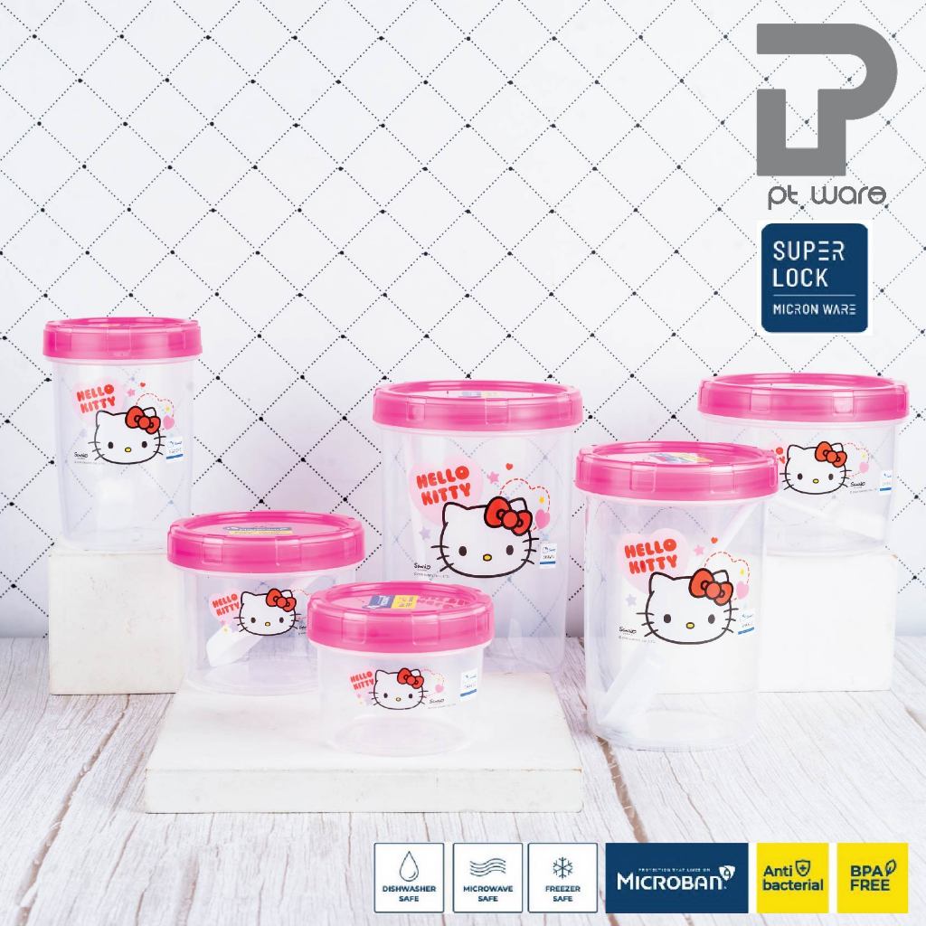Superlock Micronware ขวดโหลกลม ขวดโหล ขวดโหลใส่เครื่องปรุง ถนอมอาหาร ลายลิขสิทธิ์แท้ Hello Kitty