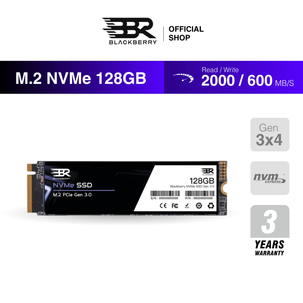 128GB M.2 SSD NVMe PCIe 3.0 Blackberry (BBR) รับประกัน 3 ปี