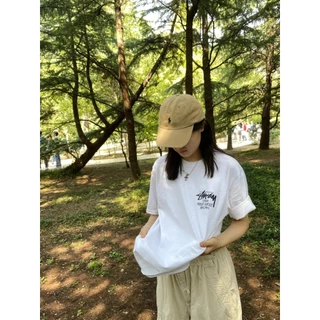 STUSSY 8 BALL TEE ลูกซีรีส์ SS24 คลาสสิกสีดำแปดบิลเลียดพิมพ์ลายเสื้อยืดแขนสั้นคอกลมหลวมสำหรับผู้ชายและผู้หญิง