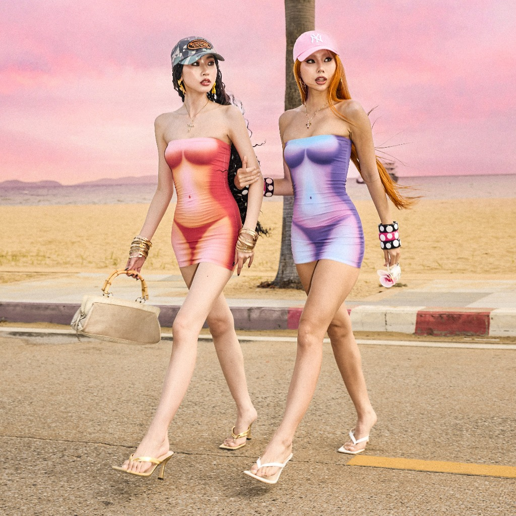 KALLING - MINI BODRESS เดรสสั้นพิมพ์ลายร่างกาย