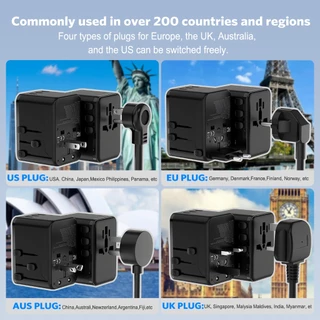 MEEGOO หัวแปลงปลั๊กไฟ แกลเลียมไนไตรด์ Universal Travel Adapter ปลั๊ก AC2500WMax+DC67WMax 1A3C