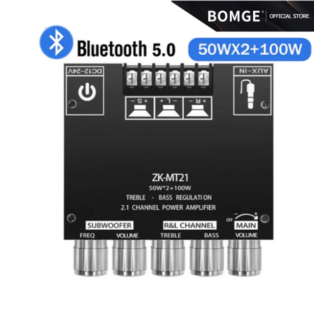BOMGE ZK-MT21 50Wx2+100บลูทูธ 5.0 ซับวูฟเฟอร์เครื่องขยายเสียง High Power Audio BT5.0 แผ่นบอร์ดโมดูลข