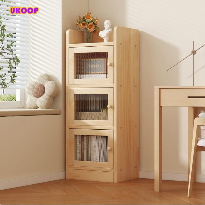 สไตล์นอร์ดิกตู้หนังสือแคบง่ายๆ ริมเตียง Nighstand ห้องนั่งเล่นโต๊ะด้านข้างกันฝุ่นพื้นยืนตู้เก็บข้อมูลขนาดเล็กผู้จัด