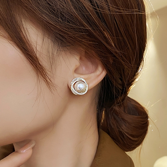 ต่างหูแบบหนีบ ประดับมุก ทรงกลม ไม่มีรู ทรงเรขาคณิต ไม่ต้องเจาะ