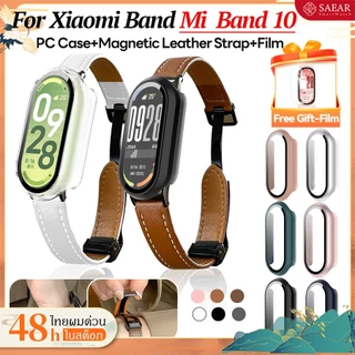 【สาย+ฟิล์ม+เคส】สำหรับ Xiaomi Band 10 สายรัดหนัง+กรณี PC แก้ว+HD ฟิล์มป้องกันสำหรับ MiBand 10 สายรัด + ฟิล์ม + กรณี 3PCS