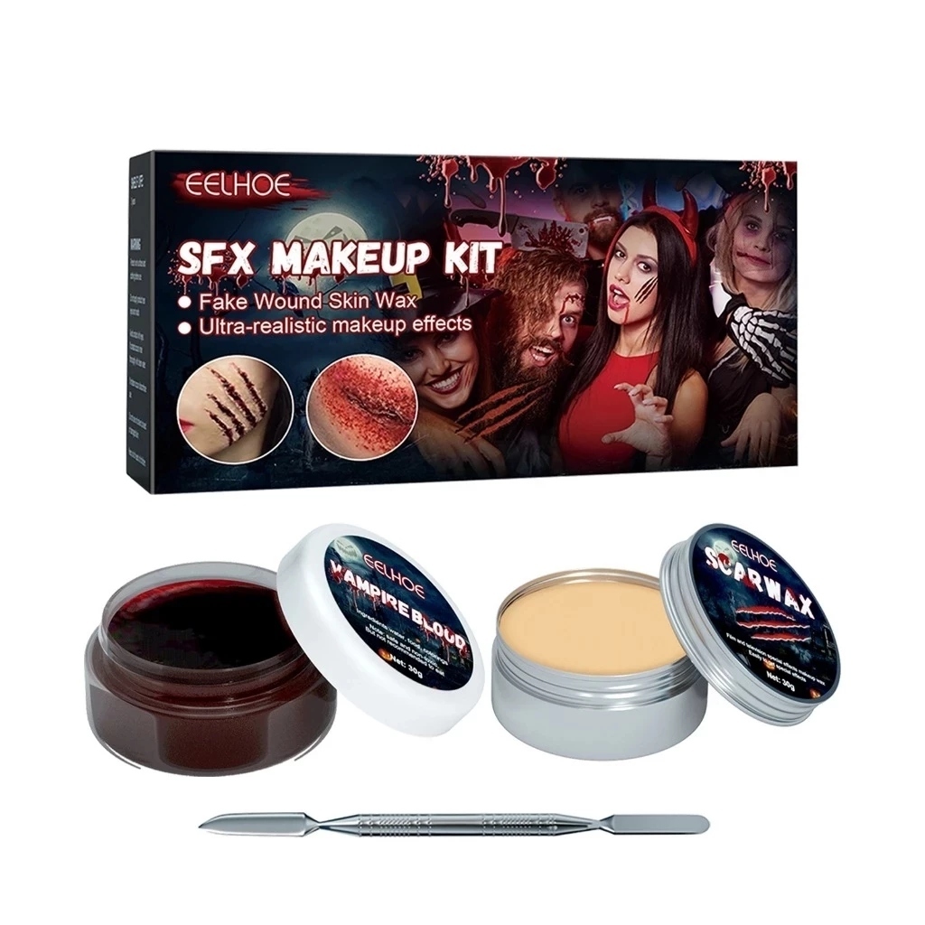 Halloween face body fake scar makeup set blood party scary zombie
