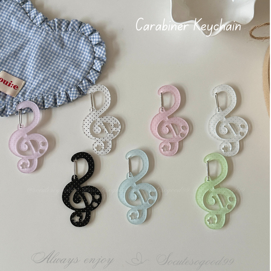 Caramusic Carabiner Keychain Clip คาราบิเนอร์ โน้ตดนตรี ลายจุดสีพาสเทล